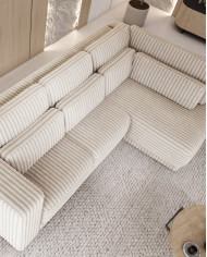 Narożnik Tirana, luźne poduchy oparciowe i lędźwiowe, Wersal