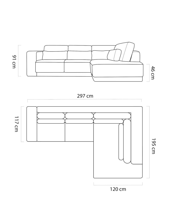 Narożnik Tirana, luźne poduchy oparciowe i lędźwiowe, Wersal