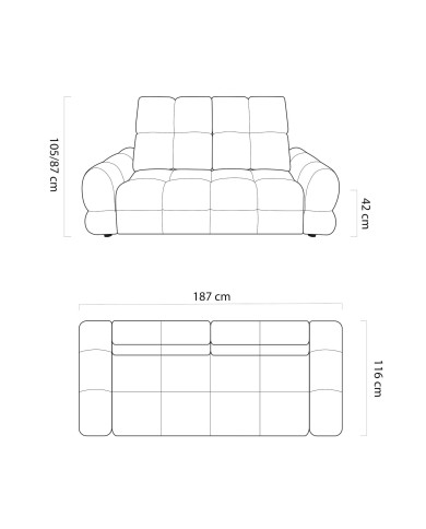 Sofa Tollo 2E, elektrycznie wysuwane siedzisko, regulowane zagłówki, Wersal