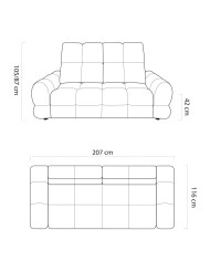 Sofa Tollo 3E, elektrycznie wysuwane siedzisko, regulowane zagłówki, Wersal