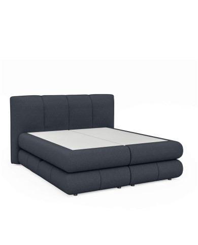 Łóżko kontynentalne Alberto 140x200 cm, boxspring, tapicerowane, materace, pojemniki, Wersal