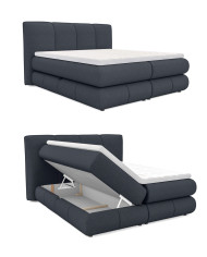 Łóżko kontynentalne Alberto 140x200 cm, boxspring, tapicerowane, materace, pojemniki, Wersal