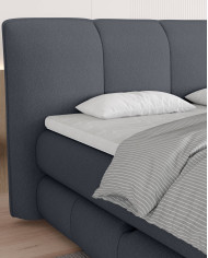 Łóżko kontynentalne Alberto 140x200 cm, boxspring, tapicerowane, materace, pojemniki, Wersal