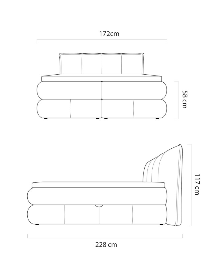 Łóżko kontynentalne Alberto 140x200 cm, boxspring, tapicerowane, materace, pojemniki, Wersal