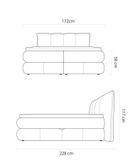 Łóżko kontynentalne Alberto 140x200 cm, boxspring, tapicerowane, materace, pojemniki, Wersal