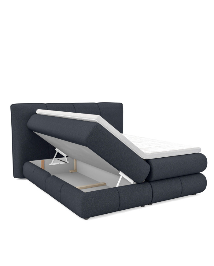 Łóżko kontynentalne Alberto 160x200 cm, boxspring, tapicerowane, materace, pojemniki, Wersal