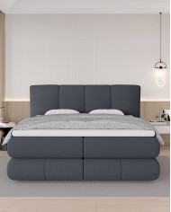 Łóżko kontynentalne Alberto 160x200 cm, boxspring, tapicerowane, materace, pojemniki, Wersal