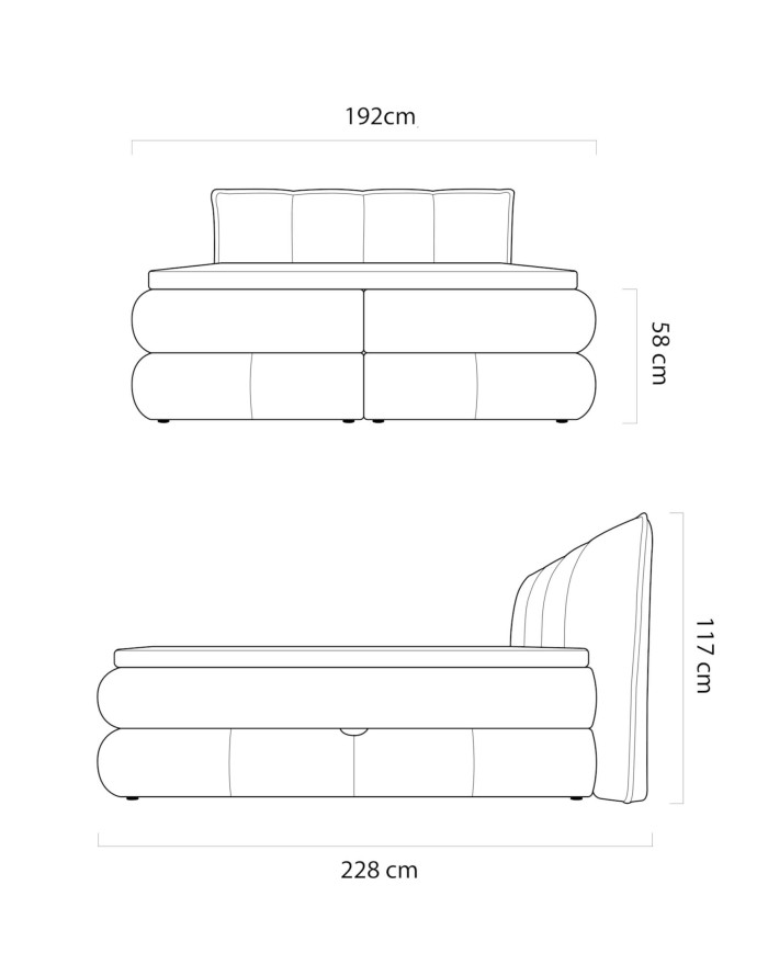 Łóżko kontynentalne Alberto 160x200 cm, boxspring, tapicerowane, materace, pojemniki, Wersal