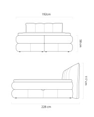 Łóżko kontynentalne Alberto 160x200 cm, boxspring, tapicerowane, materace, pojemniki, Wersal