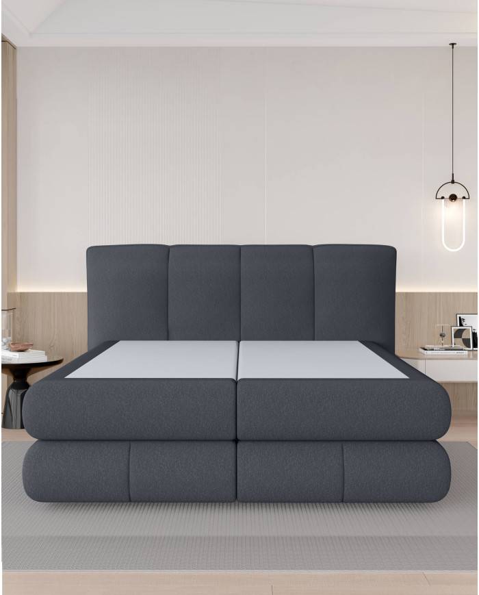 Łóżko kontynentalne Alberto 180x200 cm, boxspring, tapicerowane, materace, pojemniki, Wersal