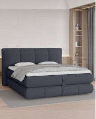 Łóżko kontynentalne Alberto 180x200 cm, boxspring, tapicerowane, materace, pojemniki, Wersal