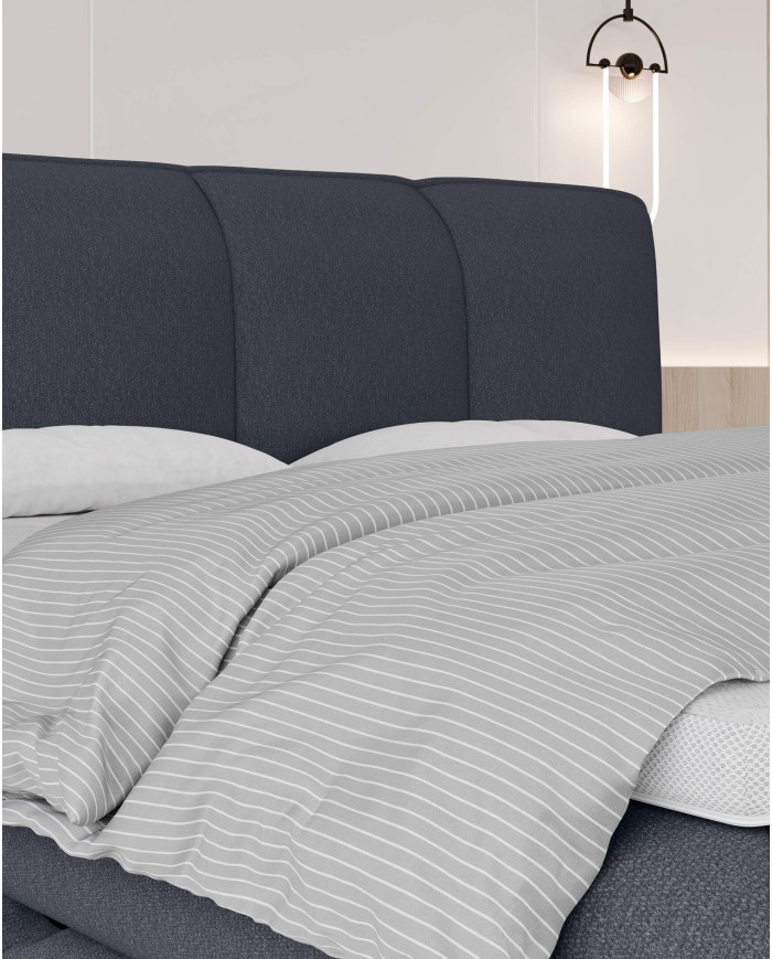 Łóżko kontynentalne Alberto 180x200 cm, boxspring, tapicerowane, materace, pojemniki, Wersal