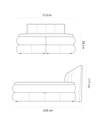 Łóżko kontynentalne Alberto 180x200 cm, boxspring, tapicerowane, materace, pojemniki, Wersal