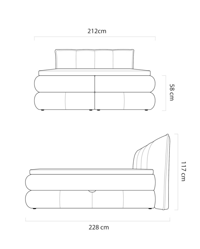 Łóżko kontynentalne Alberto 180x200 cm, boxspring, tapicerowane, materace, pojemniki, Wersal