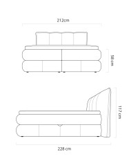 Łóżko kontynentalne Alberto 180x200 cm, boxspring, tapicerowane, materace, pojemniki, Wersal