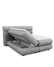 Łóżko kontynentalne Carmelo 140x200 cm, boxspring, tapicerowane, materace, pojemniki, Wersal