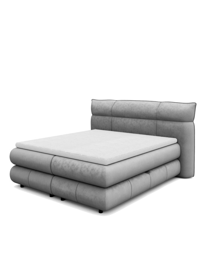 Łóżko kontynentalne Carmelo 140x200 cm, boxspring, tapicerowane, materace, pojemniki, Wersal