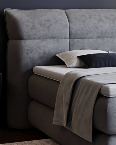 Łóżko kontynentalne Carmelo 180x200 cm, boxspring, tapicerowane, materace, pojemniki, Wersal