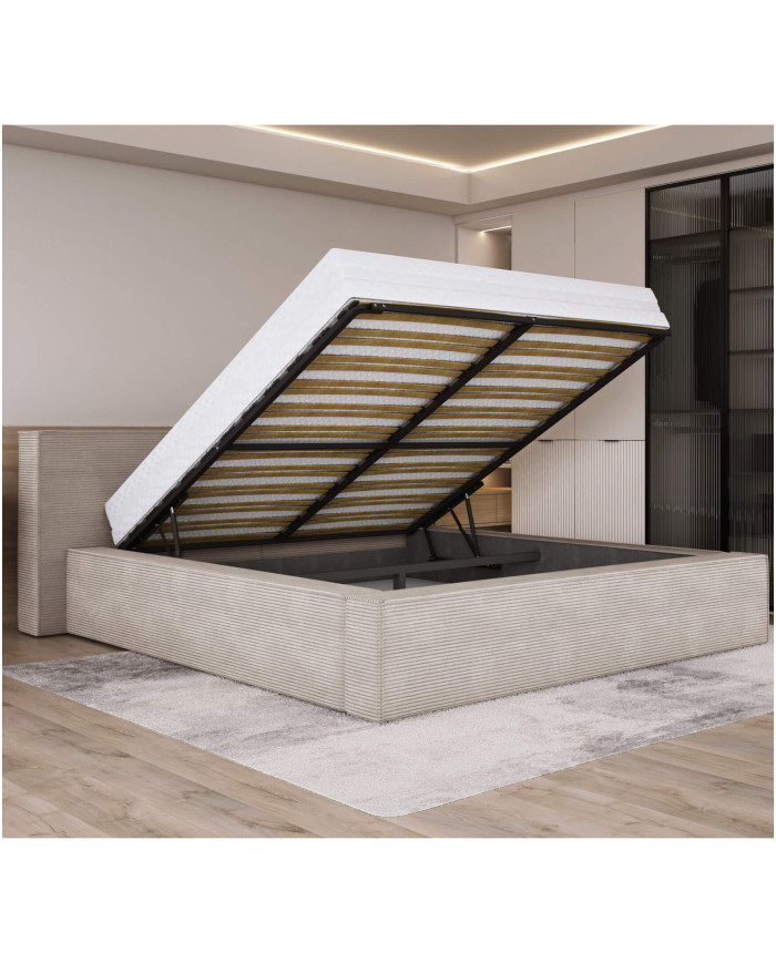 Łóżka tapicerowane DOHA 140x200 cm, stelaż, pojemnik, Wersal