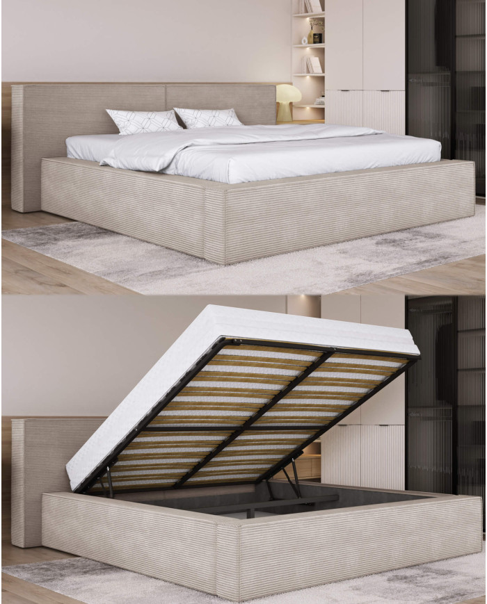 Łóżka tapicerowane DOHA 180x200 cm, stelaż, pojemnik, Wersal