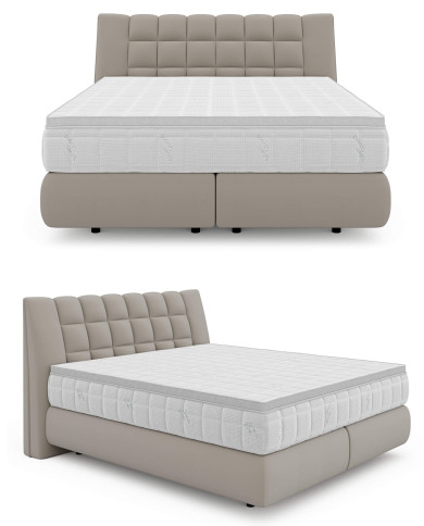 Łóżko kontynentalne Diuna 160x200, materac zintegrowany z topperem, Wersal
