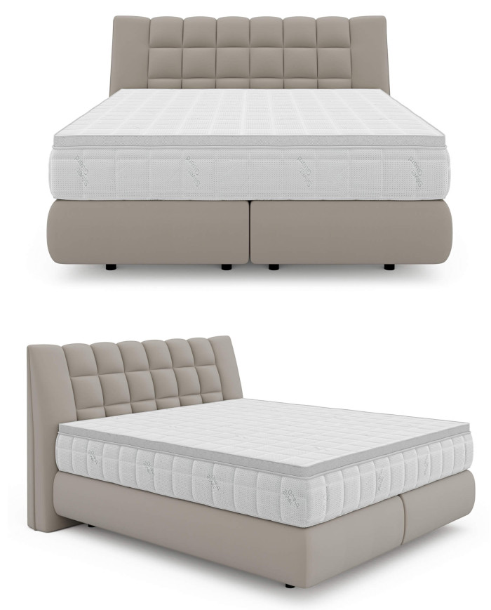 Łóżko kontynentalne Diuna 160x200, materac zintegrowany z topperem, Wersal