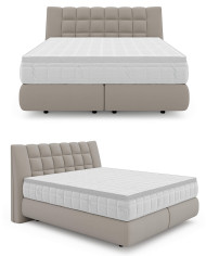 Łóżko kontynentalne Diuna 160x200, materac zintegrowany z topperem, Wersal