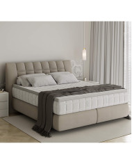 Łóżko kontynentalne Diuna 160x200, materac zintegrowany z topperem, Wersal