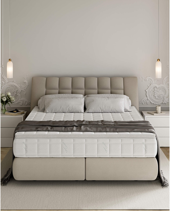Łóżko kontynentalne Diuna 160x200, materac zintegrowany z topperem, Wersal