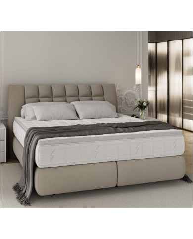 Łóżko kontynentalne Diuna 160x200, materac zintegrowany z topperem, Wersal