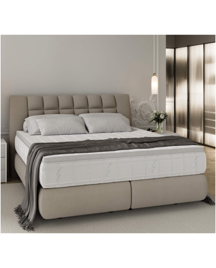 Łóżko kontynentalne Diuna 160x200, materac zintegrowany z topperem, Wersal