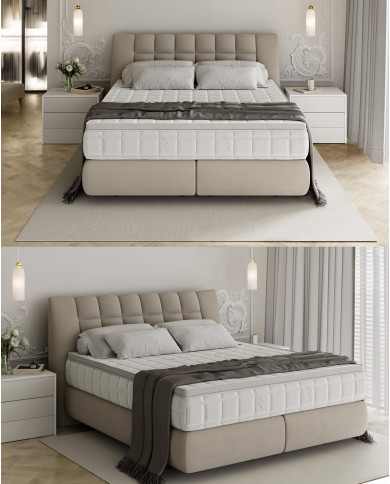 Łóżko kontynentalne Diuna 160x200, materac zintegrowany z topperem, Wersal