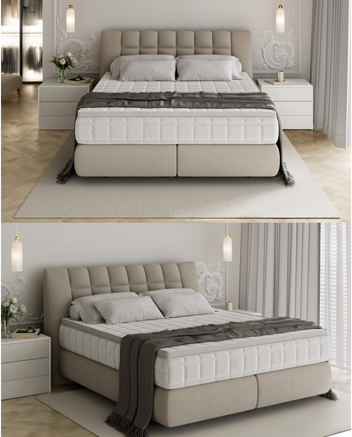 Łóżko kontynentalne Diuna 160x200, materac zintegrowany z topperem, Wersal