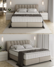 Łóżko kontynentalne Diuna 160x200, materac zintegrowany z topperem, Wersal