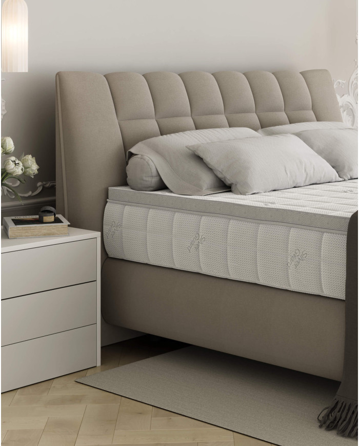 Łóżko kontynentalne Diuna 160x200, materac zintegrowany z topperem, Wersal