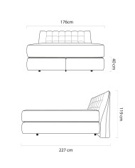 Łóżko kontynentalne Diuna 160x200, materac zintegrowany z topperem, Wersal