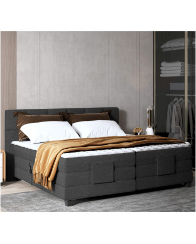 Łóżko kontynentalne Eagle 140x200 cm, boxspring, elektrycznie regulowane, tapicerowane, materace, Wersal