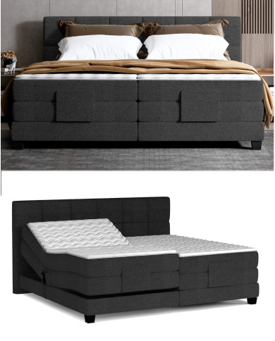 Łóżko kontynentalne Eagle 160x200 cm, boxspring, elektrycznie regulowane, tapicerowane, materace, Wersal