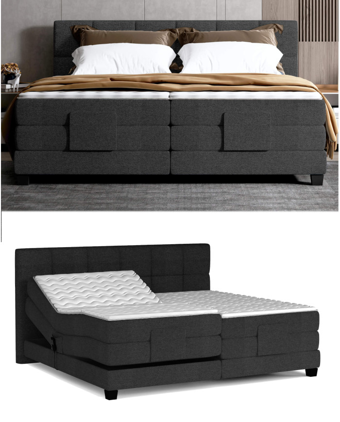 Łóżko kontynentalne Eagle 160x200 cm, boxspring, elektrycznie regulowane, tapicerowane, materace, Wersal