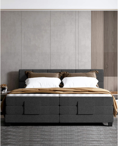 Łóżko kontynentalne Eagle 160x200 cm, boxspring, elektrycznie regulowane, tapicerowane, materace, Wersal