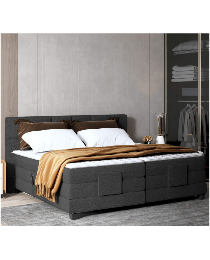 Łóżko kontynentalne Eagle 160x200 cm, boxspring, elektrycznie regulowane, tapicerowane, materace, Wersal