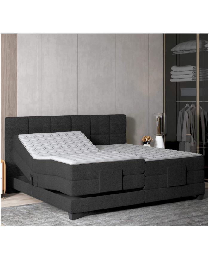 Łóżko kontynentalne Eagle 160x200 cm, boxspring, elektrycznie regulowane, tapicerowane, materace, Wersal