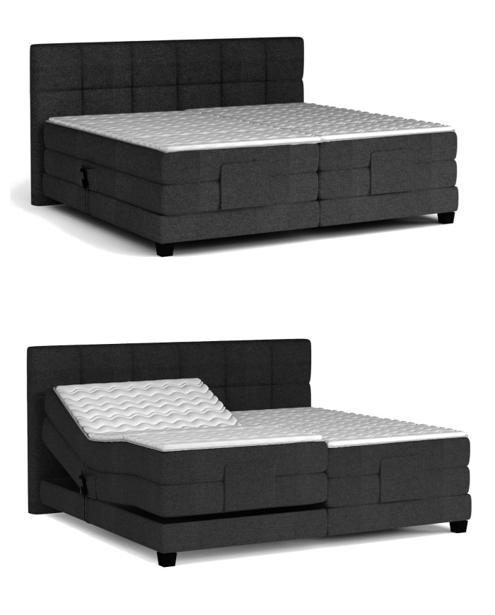 Łóżko kontynentalne Eagle 160x200 cm, boxspring, elektrycznie regulowane, tapicerowane, materace, Wersal