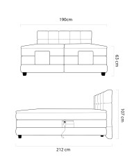Łóżko kontynentalne Eagle 180x200 cm, boxspring, elektrycznie regulowane, tapicerowane, materace, Wersal