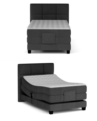 Łóżko kontynentalne Eagle 100x200 cm, boxspring, elektrycznie regulowane, tapicerowane, materac, Wersal