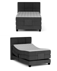 Łóżko kontynentalne Eagle 100x200 cm, boxspring, elektrycznie regulowane, tapicerowane, materac, Wersal