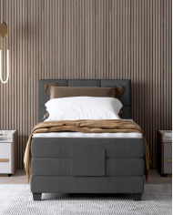 Łóżko kontynentalne Eagle 100x200 cm, boxspring, elektrycznie regulowane, tapicerowane, materac, Wersal