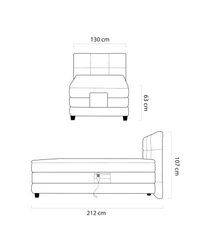 Łóżko kontynentalne Eagle 120x200 cm, boxspring, elektrycznie regulowane, tapicerowane, materac, Wersal