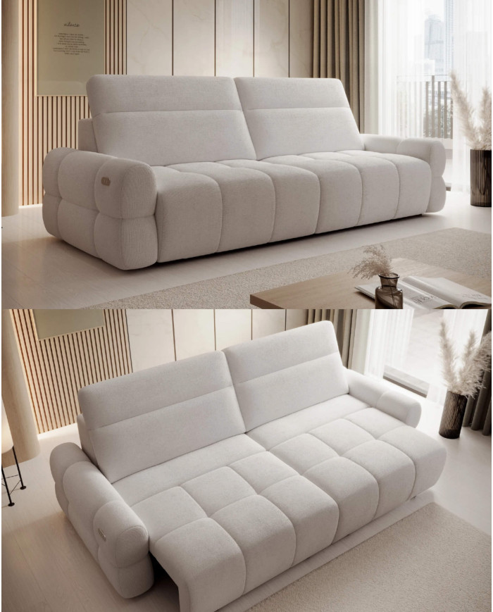 Bigsofa Mateo, elektrycznie wysuwane siedzisko, regulowane zagłówki, Wersal