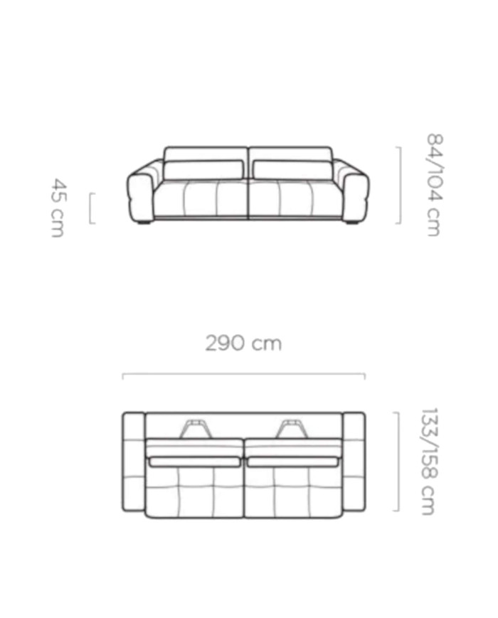 Sofa Lagos 3E, elektrycznie wysuwane siedzisko, regulowane manualnie oparcia, Wersal